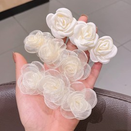 Hair Clips Flower Hair Clips Bridal Hair Accessories for Women 3 Pieces Elegant Handmade Gentle Headwear Hair Styling Tools for Party Wedding Daily Wear