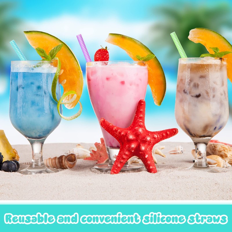 4 Set Silicone Straws with Case Reusable Straws Silicone Foldable