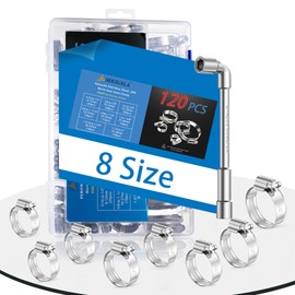 SEKSUALA 120 Heavy Duty Hose Clamps Set, 304 Stainless Steel Worm Gear Drive Hose Clamp Metal Fuel Line Pipe Clamp for Plumbing, Automotive And Mechanical Application