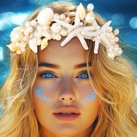 Atigy Starfish Wedding Headbands Pearl Shell Headbands Beach Shell Hair Accessories for Women