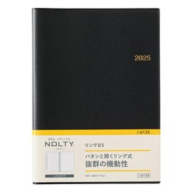 Noritsu NOLTY Notebook, 2025 B5 Weekly Ring, Black, 6135 (Begins December 2024)