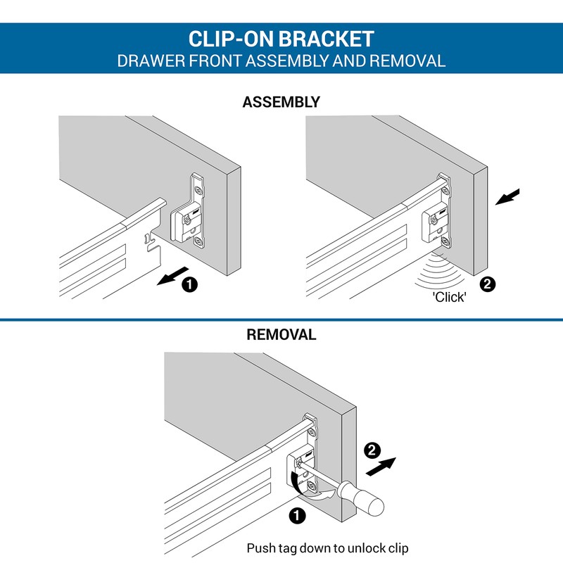 Rok Hardware Harn Impaz Drawer Box Slide Runner Left/Right Clip