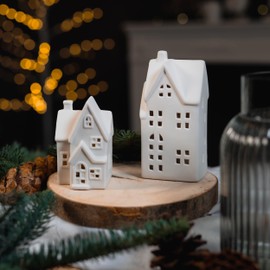 DARO DEKO Ceramic LED House - White Matt - 8 x 17 x 6 cm - Light House