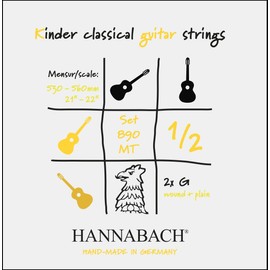 Hannabach Series 890 MT Classical Guitar Strings for 1/2 Children's Guitar Scale 53-56 cm - Set of 2 G Strings - 890MT 1/2