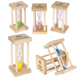 PROLOSO 6PCS Wooden Sand Timer Set 30sec/1/2/3/5/10mins Multicolor Hourglass Sandglass Clock Watch for Home Kitchen Office