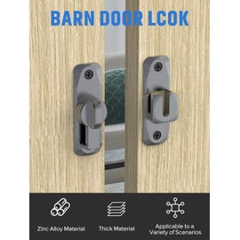 MeBantoo 90/180 Degree Flip Barn Door Lock, Protect Privacy - Security Sliding Door Latch, Small Gate Latches Hardware for Barn, Garden, Bathroom, Cabinet, Window (Grey-1PC)