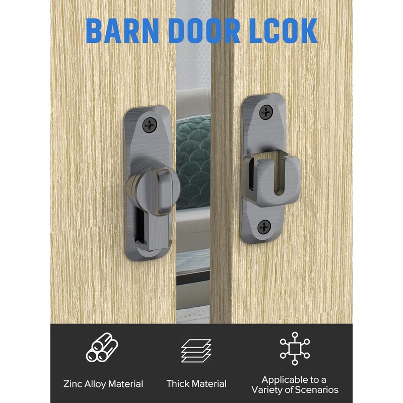 MeBantoo 90/180 Degree Flip Barn Door Lock, Protect Privacy -