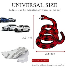 KVAEY Dont Tread on Me Car Sticker, Automotive 3D Gadsden Flag Rattlesnake Metal Emblem Decal, Snake Emblems Badge Bumper Decoration for Car Truck Motorcycle, Car Accessories (Black & Red)