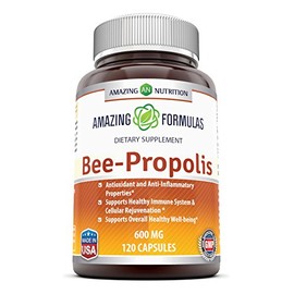 Amazing Formulas Bee Propolis Dietary Supplement - 600 mg - 120 Capsules -(Non GMO,Gluten Free) Antioxidant and Anti-inflammatory Properties - Supports Healthy Immune System