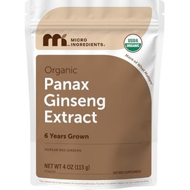 Maximum Strength Organic Ginseng Root 200:1 Powder, 4 Ounce, with Active Ginsenosides to Support Energy, Immune, Mental Health and Physical Performance, No Irradiated, No GMOs and Vegan Friendly