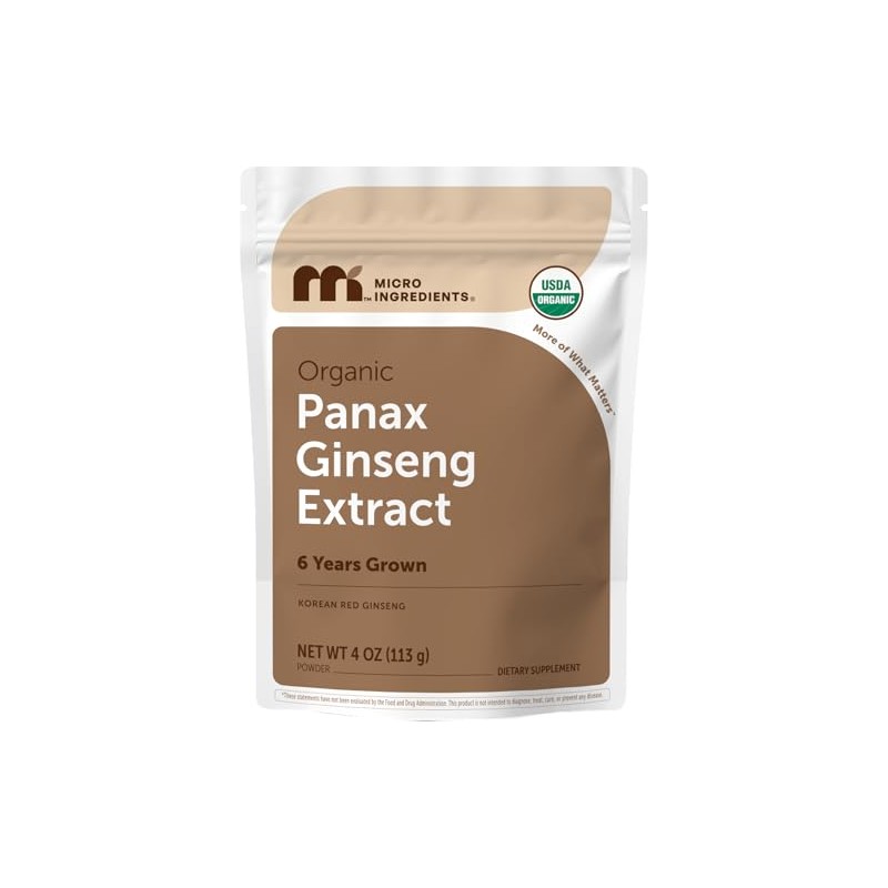 Maximum Strength Organic Ginseng Root 200:1 Powder, 4 Ounce, with