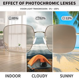 JM Fashion Metal Optical Glasses Frame Square Anti Blue Light Computer Glasses Eye Protection Women, Gold frame/photochrome (clear in brown)