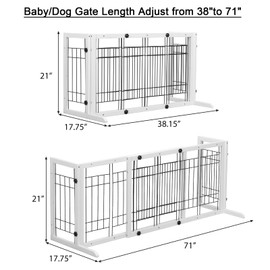 Oleksil 39"-71" Adjustable Freestanding Baby Safety Playpen Fireplace Baby Gate Dog Fences Indoor Pet Gates for Doorways,Stairs,Child,Toddler