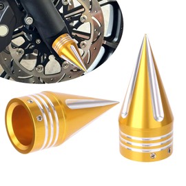 TDZ Front Axle Nut Covers 3.6" Inch Spike Front Axle Nut Covers Caps for Harley Softail Dyna Touring Street Electra Road Glide Sportster ，Glod