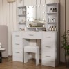 Yamissi Large Vanity Desk Set with LED Lighted Mirror Drawers