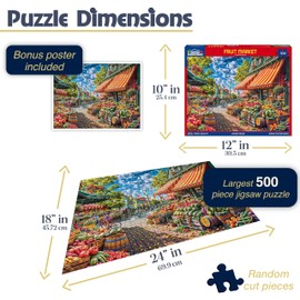 White Mountain Fruit Market Puzzle 500 Piece Spring Jigsaw Puzzles for Adults Children and Families