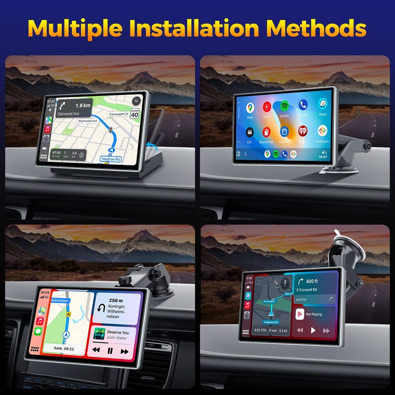 JATAZA 7" Wireless CarPlay Android Auto Screen for Car -