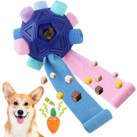 Petration Dog Snuffle Ball-Interactive Puzzle Dog Toys Encourage Natural Foraging Skills Slow Feeder for Training and Stress Relief, Cloth Strip Hiding Food Chew Toys for Any Size Dogs (Pink Blue)