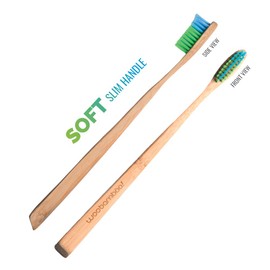 Woobamboo Bamboo Toothbrush - Slim Handle - Soft Bristle - BPA Free Nylon Bristles - Eco-Friendly, Biodegradable, Compostable, Vegan