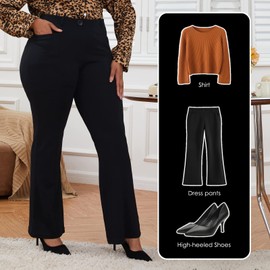Wrinkle-Free Stretch Dress Pants Plus Size for Women Pull-on Pant Ease into Comfort Office Pant 2XL-DD