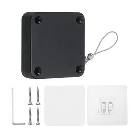 PATIKIL Punch-Free 1000g Automatic Sliding Screen Door Closer, Multifunctional Storm Sensor Door Closer with Steel Drawstring for Bedroom Storm Bathroom Study Room, Black