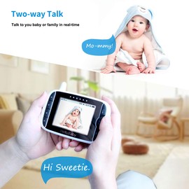 HelloBaby Video Baby Monitor with 2 Cameras and Audio. Baby Monitor with Remote Pan/Tilt/Zoom, VOX Mode, Night Vision, 2-Way Talk, 8 Lullabies