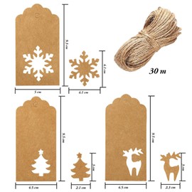 YSTrillion Christmas Gift Tags, Pack of 150 Gift Tags, Kraft Paper Labels Tags Cards with 20 m Rope for Wedding, DIY Decoration, Gift, Christmas, 9.5 x 5 cm (Brown)