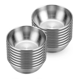 JTMM 8 Pack 3.2inch Stainless Steel Sauce Dishes,Round Seasoning Dishes Bowls Condiment Cups Sushi Dipping Small Dish Bowl Saucers Mini Appetizer Plates-Silver
