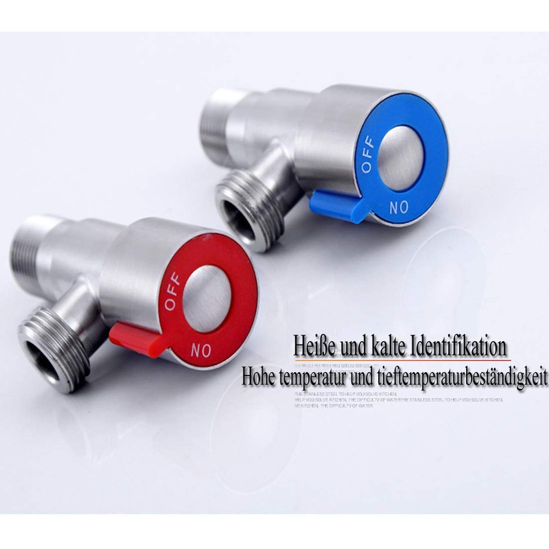 Set of 2 Stainless Steel Angle Valve Sink Wall Connection