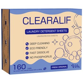 CLEARALIF Laundry Detergent Sheets Up to 160 Loads, Fresh Original - Great For Travel,Apartments, Dorms,Laundry Detergent Strips Eco Friendly & Hypoallergenic