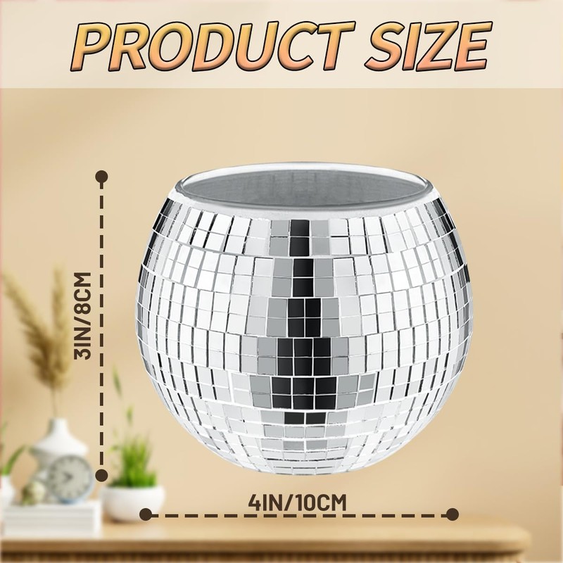 GSYUWIH 6 Pcs Disco Ball Planter,Silver Disco Ball Vase,Mirrored Disco