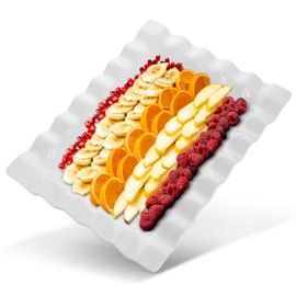 Extreme Consumer Products 22" Rectangular Melamine Scalloped Serving Platter │Outdoor Dining and Patio Parties │Shatterproof and Dishwasher Safe - White