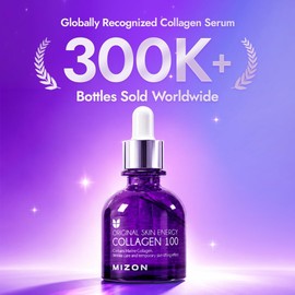 MIZON Suero Facial con Colágeno 30 ml - Serum Antiedad e Hidratante Coreano - Skincare Coreano con Acido Hialuronico para Piel Firme y Suave - Sérum Facial Original Skin Energy Collagen 100