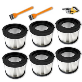 Compatible With Dewalt Vacuum Filter DCV501HB DCV5011H Attachments Replacement HEPA Filters, Fits Dewalt 20V Cordless Handheld Vacuum Cleaner, Includes 2 Cleaning Brushes, Washable And Reusable (6pk)