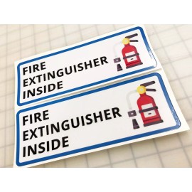 Oracal (2) Fire Extinguisher Inside 7.5" x 2.875" Laminated Decals Stickers Labels FEI