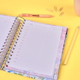 Agenda 2025 January to December - A5 (16.5x20.5 cm), Daily Planner, Annual Organizer, Spanish and English, Monthly Side Index, Double Wire-o Binding - FSC Mix AEN-COC-000243 - Takenote Camille