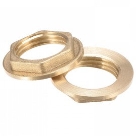 TOP-VIGOR G1/2 Brass Lock Nut with Flange, 2Pcs Hex Threaded Female Locknuts for Plumbing Pipe Fittings, Flange Hex Lock Nuts for Water Heaters and Washing Machines