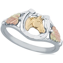 Beautifully Crafted Diamond-cut Sterling-silver Yellow-gold Black Hills Gold Women's Horseshoe Ring Size 6.5