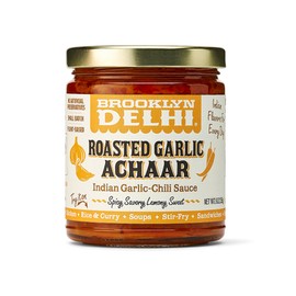 Brooklyn Delhi Roasted Garlic Achaar - 9 Ounces - Spicy, Lemony, Savory, Sweet Flavor - Made with a mix of Indian Spices, Red Chili Powder, and Unrefined Cane Sugar - Vegan - No Artificial Additives