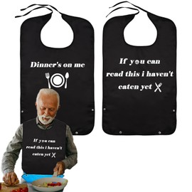 Celuisiva 2 Pack Adult Bibs for Men, Adult Bibs for Special Needs Adults, Waterproof Leakproof Clothing Protector, Washable & Dryable Large Bib
