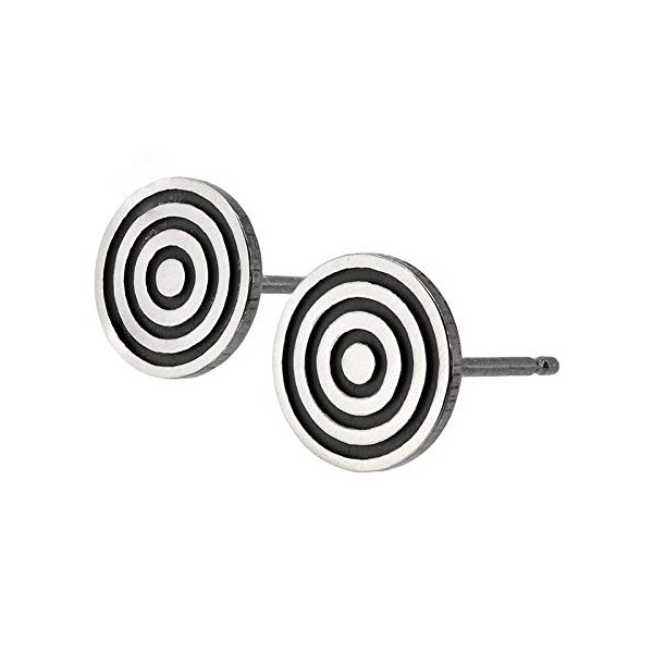 Bullseye Target Polished Sterling Silver Stud Earrings Handmade in USA