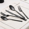 KINGSTONE Black Silverware Set, 20-Piece Forged Flatware Set Cutlery Set