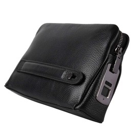 Fockety Smart Fingerprint Wallet for Men Women, Zipper Leather Wallet Smart Fingerprint Lock Security Anti Theft Handbag Black Card Bag Men Women Christmas Gifts