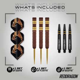 RED DRAGON Peter Snakebite Wright Copper Fusion 21 Gram Premium Tungsten Darts Set with Flights and Stems