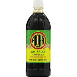 Aloha 24 ounce Sauces Soy and Teriyaki from Hawaii (Lower Salt Soy Sauce, 24 ounce bottle)