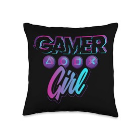 Video Games Gamer Gift Professional Gamer Girls Gift Controller Video Gaming Throw Pillow, 16x16, Multicolor