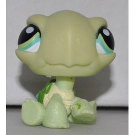 Littlest Pet Shop Turtle #321 (Green, Blue Eyed, Green Shell, (Retired) Collector Toy - LPS Collectible Replacement Single Figure - Loose (OOP Out of Package & Print)