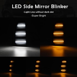 AUYICH LED Tow Side Mirror Turn Signal Lights Compatible with Tundra 2007-2021, Amber Dynmaic Sequential Blinker Turn Signal Lamp, White Daytime Running Parking Lights (Smoke lens)