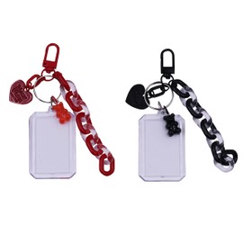 JUMISEE 2 PCS Clear Acrylic Kpop Photocard Holder with Keychain, Mini Film Picture Frame Card Holder Protector
