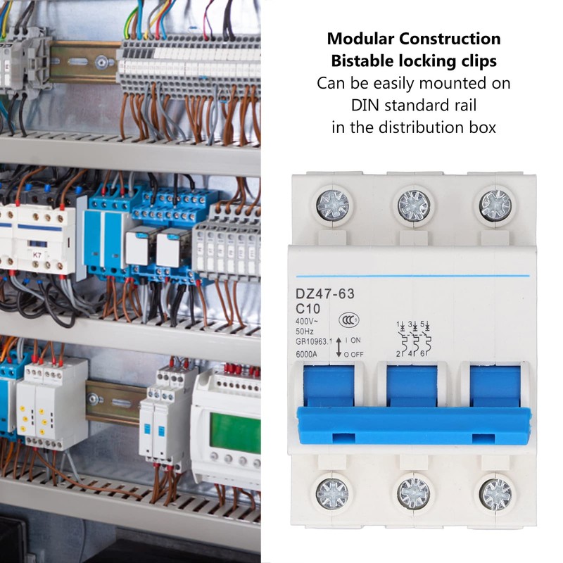Miniature Circuit Breaker 3 Pole 10A Amp Isolator DIN Rail